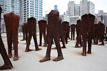 Magdalena Abakanowitz sculptures in donwtown Chicago.JPG