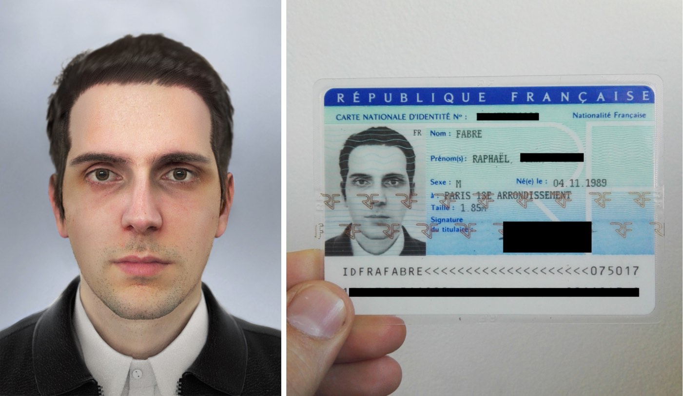 Raphaël Fabre, 3D hoofd voor op je ID-kaart